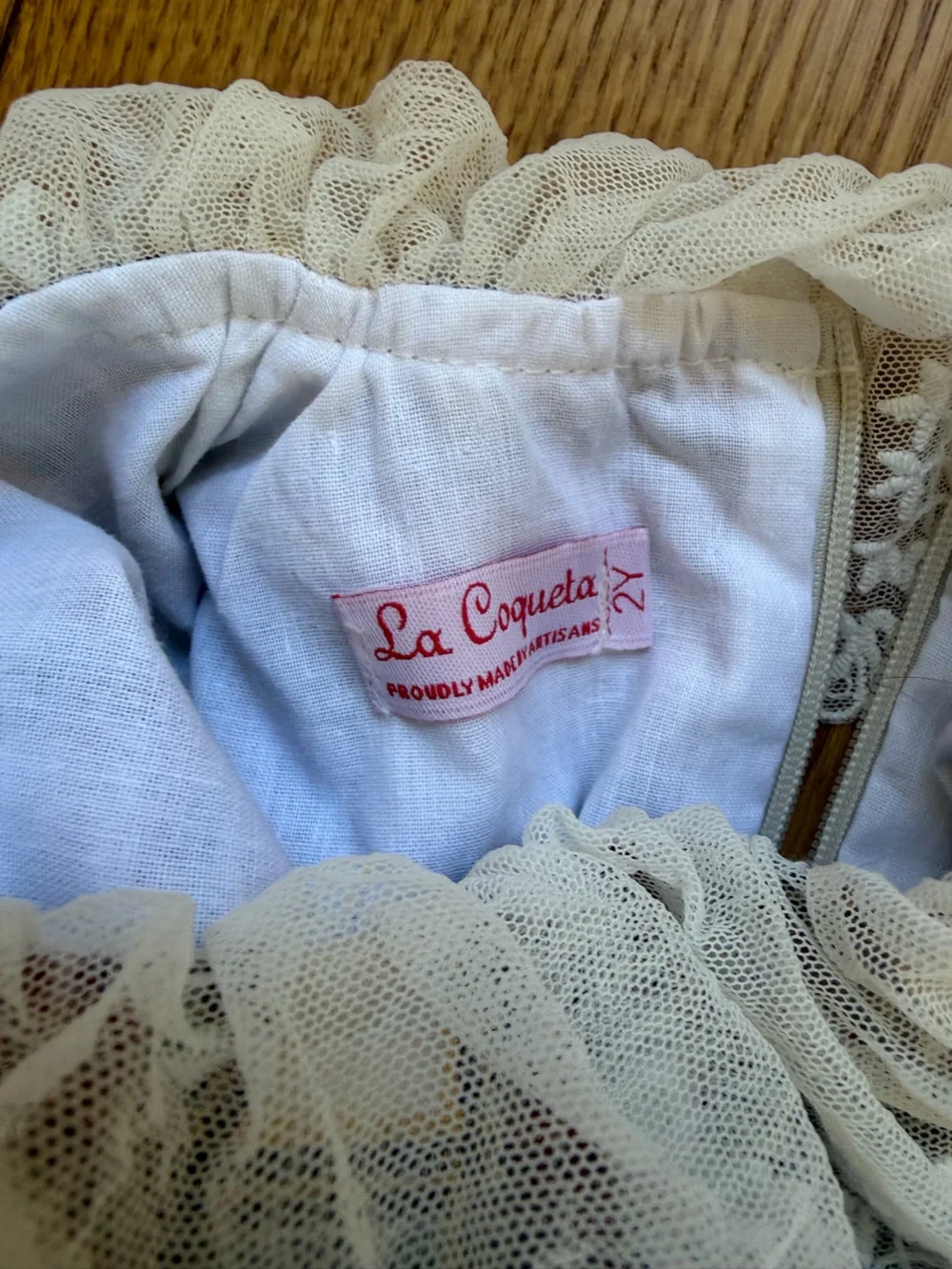 La Coqueta Vintage-Inspired Plaid Girls' Dress with Lace Collar size 2